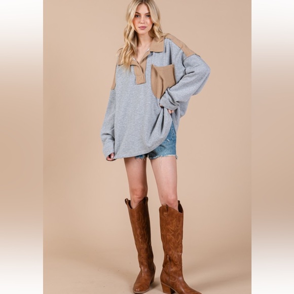 Color Block Pocket Pull Over - Picture 4 of 4